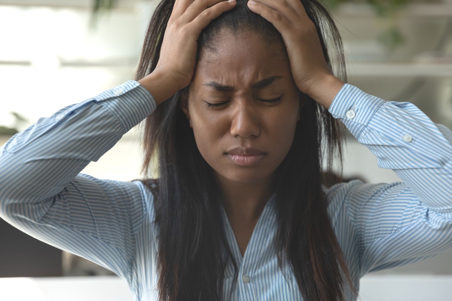 Women having a severe headache